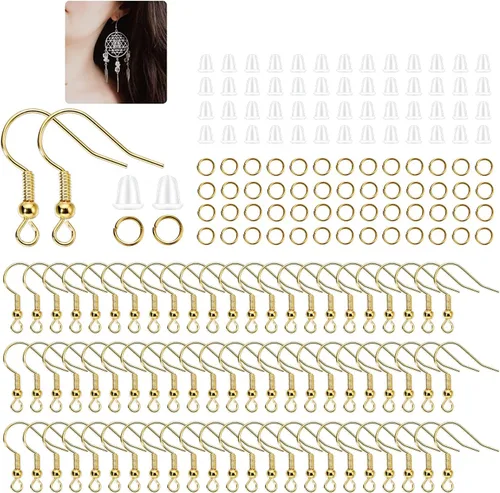 Vista 12 de 600 ganchos hipoalergénicos para aretes, kit de fabricación de aretes negros, con parte trasera de aretes y anillos para hacer joyas (negro)