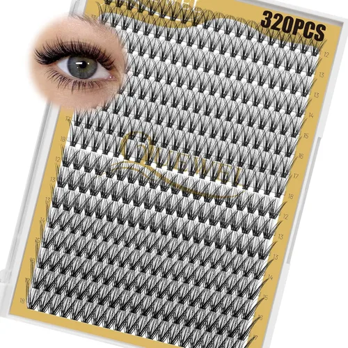 Vista 49 de Kit de racimos de pestañas QUEWEL, 320 piezas, extensiones de pestañas en racimo de 30D, racimos de pestañas de 9-16mm, kit de pestañas dispersas
