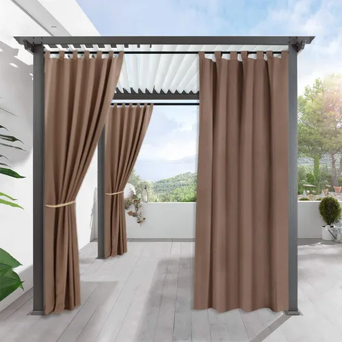 Vista 19 de RYB HOME Cortinas Impermeables para Exteriores - Bloqueo de Luz Solar Resistente al Viento Privacidad Terraza Exterior para Patio Porche Balcón