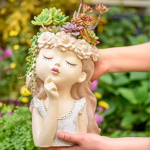 Vista 8 de Macetas para suculentas con forma de libro, bonita maceta de resina para decoración creativa para Sempervivum con drenaje, regalo para mujeres