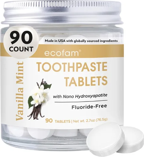 Vista 18 de Pastillas de pasta de dientes – Canela Pastillas masticables de pasta de dientes de hidroxiapatita nano Sin fluoruro 90 pastillas