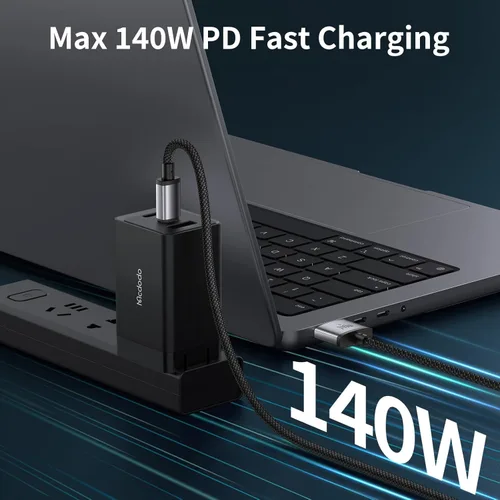 Vista 2 de mcdodo Cable USB C a 3 magnético de 140 W, cargador de aire para MacBook Pro, Air M1 M2 M3 (14 y 16 pulgadas 2021-2024, 6.6 pies)