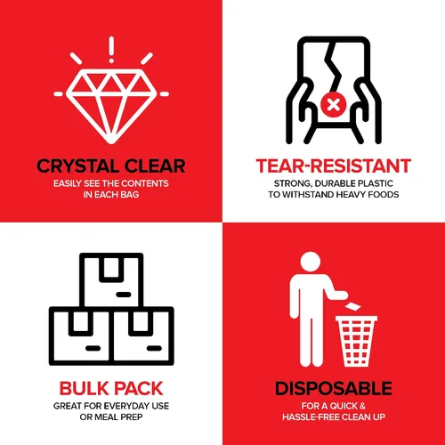 Vista 4 de Stock Your Home 200 bolsas de sándwich transparentes plegables, bolsas de plástico desechables a granel con cierre plegable para restaurantes