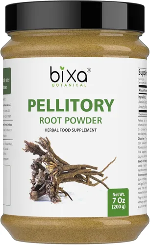 Vista 3 de bixa BOTANICAL Polvo de raíz pellitory Anacyclus Pyrethrum/Akarkara Suplemento de hierbas ayurvédicas Sin gluten, sin OMG, tratado al vapor