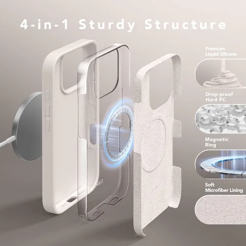 Vista 747 de GONEZ Funda magnética para iPhone 14, compatible con Magsafe, con protector de pantalla + protector de cámara, forro de microfibra antiarañazos