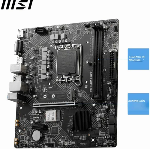 Vista 3 de MSI PRO H610M-G Placa base WiFi, Micro-ATX. Soporta procesadores Intel Core de 14ª, 13ª y 12ª generación, LGA 1700 - DDR5 Memory Boost 5600MHz/MAX