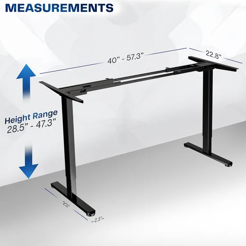Vista 3 de Marco de escritorio eléctrico de pie/sentado de doble motor resistente VIVO, capacidad de 220 libras para superficies de hasta 85" x 43", solo marco