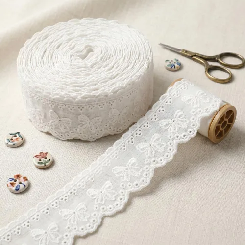 IDONGCAI Cinta festoneada floral bordada de algodón vintage de 7 yardas, 1.57 pulgadas para coser reliquia, ropa de cabaña y manualidades boho