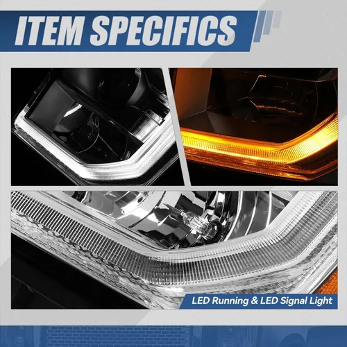 Vista 4 de Auto Dynasty Conjunto de faros LED DRL compatible con GMC Yukon XL 2015-2020, reemplazo de faros delanteros de luz baja con luces LED