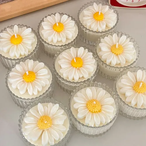 Vista 2 de Molde de vela Daisy de 4 piezas, moldes de silicona Daisy para velas, para jabón, velas, resina, arcilla polimérica, yeso y más manualidades DIY