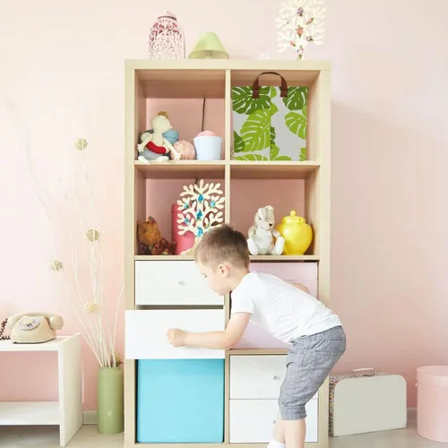 Vista 2 de Cesta de almacenamiento rectangular verde, cesta de ropa con asas, caja de almacenamiento plegable, cesta de regalo, decoración de habitación