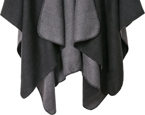 Vista 144 de Urban CoCo Poncho de colores para mujer, chal con frente abierto, color en bloques