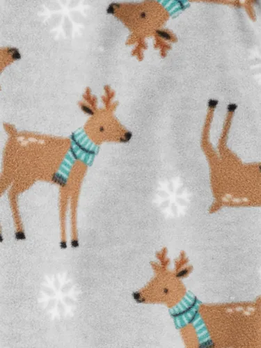 Vista 24 de Simple Joys by Carter's Pijama unisex de forro polar con pies de ajuste holgado y resistente al fuego para niños Papá Noel verde/reno gris jaspeado
