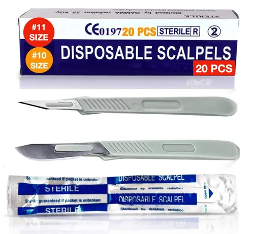 Vista 12 de MedHelp Escalpelos Desechables 10 - Herramienta de Dermaplaning Escalpelos 10 con Mango de Plástico, Hojas de Dermablade de Acero de Alto Carbono