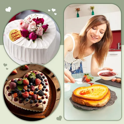 Vista 2 de 6 moldes en forma de corazón a granel de 8 pulgadas de aluminio para tartas de corazón, moldes de corazón para hornear, moldes para pasteles