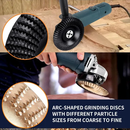 Vista 5 de Pomsare Disco de Tallado de Madera Disco de Formado de Madera Formador de Madera para Amoladora Angular de 4 1/2 Pulgadas con Árbol de 7/8 y 5/8