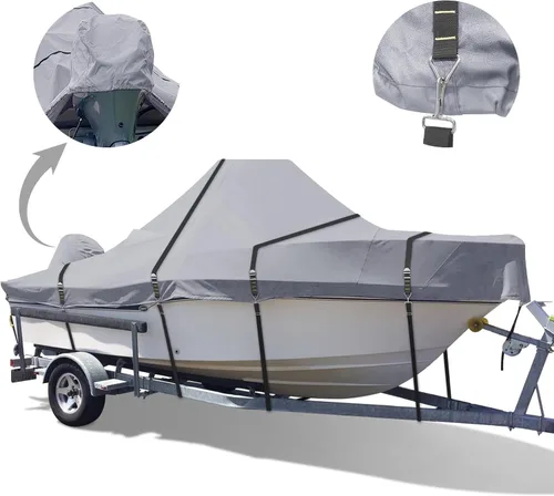 Vista 8 de 900D - Funda para botes con consola central, con correas de hebillas metálicas completas a prueba de viento, resistente para botes con consola
