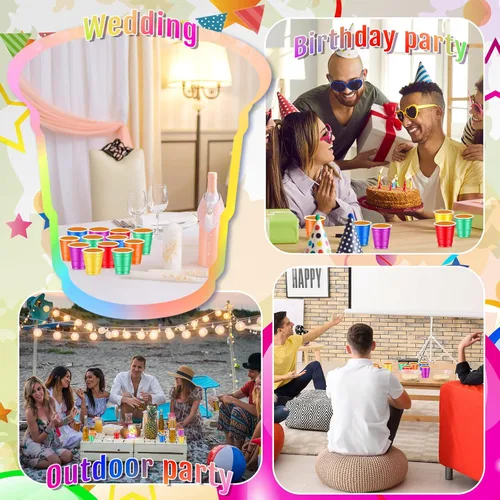 Vista 91 de Roshtia Paquete de 100 vasos de plástico de 2 onzas, mini vasos de chupito desechables de graduación de 2 onzas para fiesta de graduación, boda