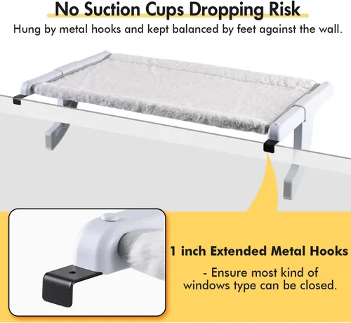 Vista 5 de Zoratoo Percha para gatos de interior, ajuste de ranura de sujeción deslizante de un solo paso, hamaca para gatos con funda lavable, sin ventosas