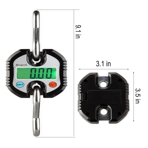 Vista 4 de Báscula colgante digital portátil resistente para grúa, 330.7 lbs, 300 libras, 2 pilas AAA (no incluidas) (negro)