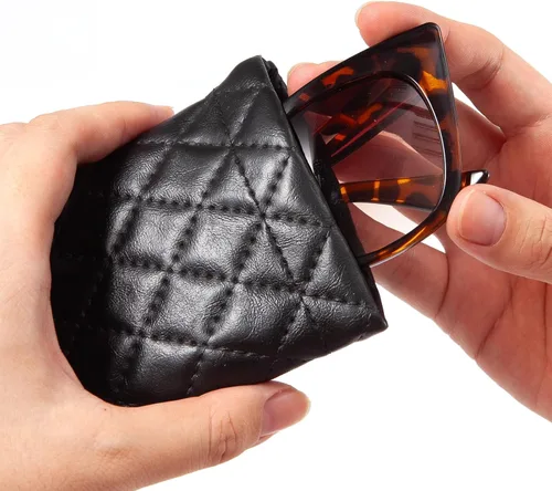 Vista 3 de TRIUMPH VISION Bolsa de cuero para lentes de sol, paquete de 3 soportes para gafas de almacenamiento de resorte