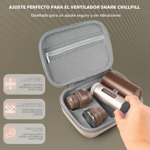 Vista 4 de Hard Carrying Case Compatible with Shark ChillPill Fan Accessories Latte
