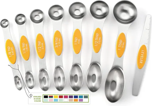 Vista 12 de Spring Chef Juego de cucharas medidoras magnéticas de acero inoxidable con imanes N45 fuertes, accesorios de cocina de metal resistente para hornear