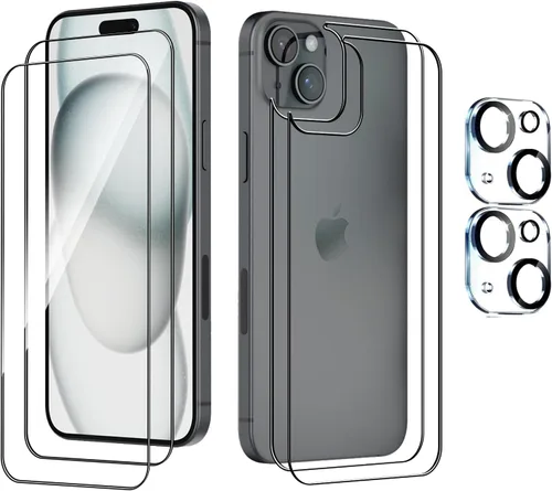 Vista 8 de 2 protectores de pantalla de privacidad para iPhone 15 Pro de 6.1 pulgadas, vidrio templado de 6.1 pulgadas, instalación automática de eliminación