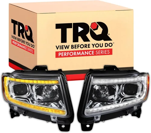 Vista 13 de TRQ Juego de Conjunto de Ensamble de Faros de 2 Piezas de Desempeño Halógeno con Marco Cromado Conductor y Lado del Pasajero Compatible con Mercedes