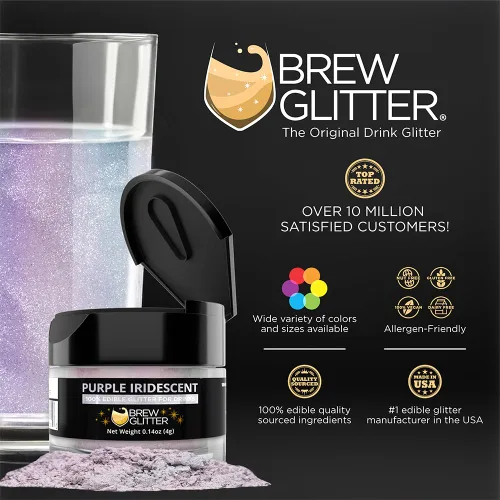 Vista 131 de Brew Glitter - Purpurina comestible rosa claro para bebidas, cócteles, cerveza y bebidas 1 frasco de 4g