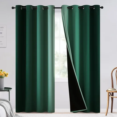 Vista 31 de SimpleHome Cortinas degradadas degradadas para oscurecer la habitación de 36 pulgadas de largo para dormitorio, con ojales y bloqueo de luz Negro