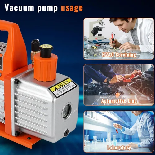 Vista 5 de Bomba de vacío de paleta giratoria de una etapa de 120 V, 3.5 CFM, 1/4 HP, alto rendimiento, bomba de vacío de CA, versátil, bombas de vacío de aire