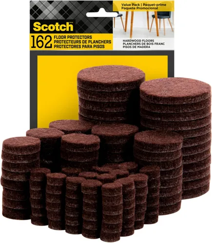 Vista 8 de Scotch Almohadillas de fieltro, 199 unidades, color marrón, almohadillas de fieltro para muebles para proteger suelos de madera dura, redondas