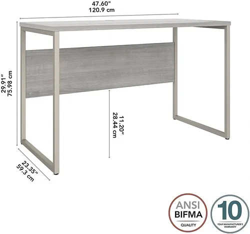 Vista 3 de Bush Business Furniture HYD148PG - Escritorio híbrido para computadora de 48 pulgadas, color gris platino