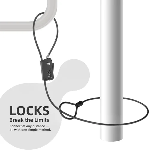 Vista 5 de Candado de cable pitón de 6 pies para bicicleta, bicicleta, scooter, bloqueo de cámara de sendero, candado de combinación de 4 dígitos, antirrobo
