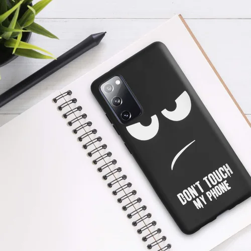 Vista 2 de kwmobile Funda de silicona TPU compatible con Samsung Galaxy S20 FE - Funda suave - No toques mi teléfono blanco/negro