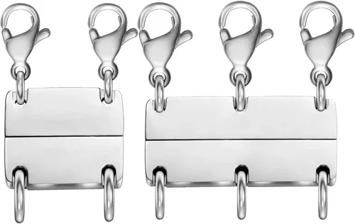 Vista 14 de Clysoru Collar con cierres y cierres para mujer, oro y plata, múltiples para separador en capas, cuentas extensoras de cadena, collares y pulseras