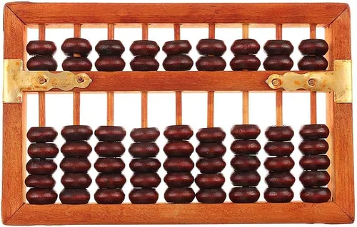 Vista 4 de Menolana Ábaco aritmético de cuentas de madera chino vintage con conteo de calculadoras de caja