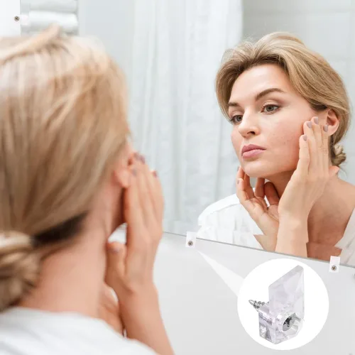 Vista 6 de 25 ganchos de espejo para pared, clips de soporte de espejo, clips de montaje de espejo de plástico transparente, kit de clips de retención