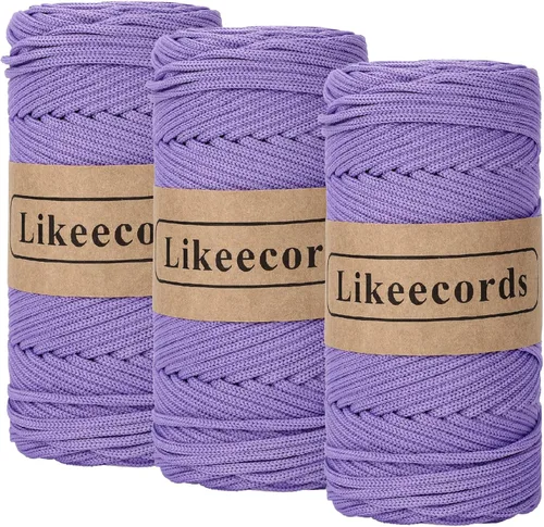 Vista 26 de Likeecords Cordón de macramé trenzado de poliéster de 0.157 in, 140 yardas, 426 pies, hilo elástico para bolsa de ganchillo para manualidades