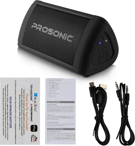 Vista 10 de Prosonic BT3 - Altavoz Bluetooth inalámbrico portátil con sonido estéreo de 10 W y refuerzo de graves - Sonido rico y graves intensos - Bluetooth