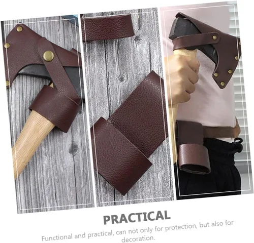 Vista 5 de Funda protectora de hacha y fácil de transportar hecha de piel sintética gruesa, ideal para actividades al aire libre