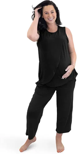 Kindred Bravely - Pijamas con dobladillo de tulipán de maternidad y lactancia Conjunto de pijama de enfermería