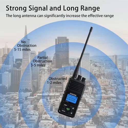 Vista 4 de SAMCOM Radio bidireccional de 5 W, Walkie Talkies profesionales/empresariales – Recargable, Walkie Talkie programable de 1500 mAh para adultos