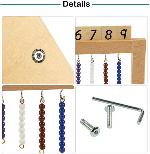 Vista 4 de Montessori - Percha para escaleras de cuentas de color con cuentas/percha de cuentas para adolescentes con cuentas, material de aprendizaje