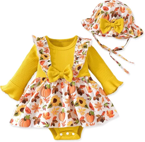 Vista 16 de Aalizzwell Vestido mameluco de una pieza para bebés y niñas con sombrero de 0 a 18 meses Rojo Navidad
