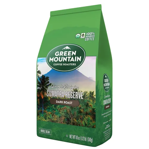Vista 2 de Green Mountain Coffee Roasters Sumatra Reserve, café de grano entero, tostado oscuro, en bolsa de 18 onzas (paquete de 2)