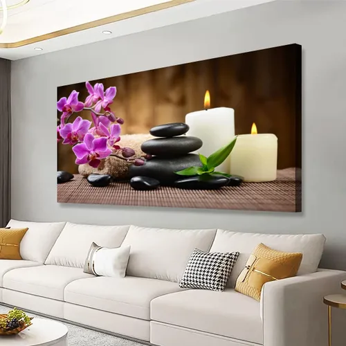 Vista 16 de Cuadros abstractos, arte de pared para sala de estar, oficina, dormitorio, decoración de pared, arte de pared con anillo, pinturas modernas, azul