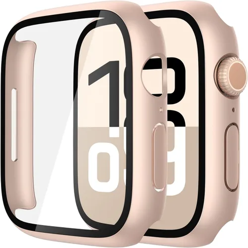 Vista 48 de Misxi - Juego de 2 fundas rígidas de policarbonato y protector de pantalla de vidrio templado compatibles con Apple Watch serie 9 (2023) serie 8