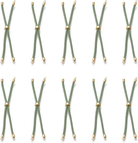 Vista 38 de 10 piezas de pulseras de cordón trenzado de nylon para hacer pulseras deslizantes ajustables con accesorios de latón dorado para accesorios